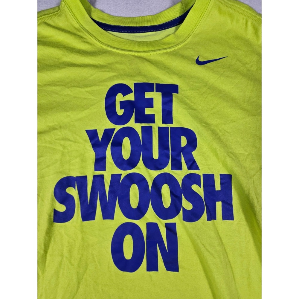 Nike Dri-FIT Mens XL T-Shirt Neon Green Get Your Swoosh On Graphic Tee‎